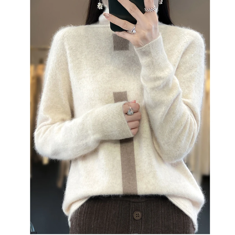 Warm Winter Crew Neck Knit Sweater for Women