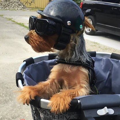 Protective Dog Motorcycle Helmet and Goggles Set