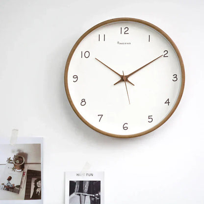 Quiet Wooden Analog Wall Clock Solid Oak