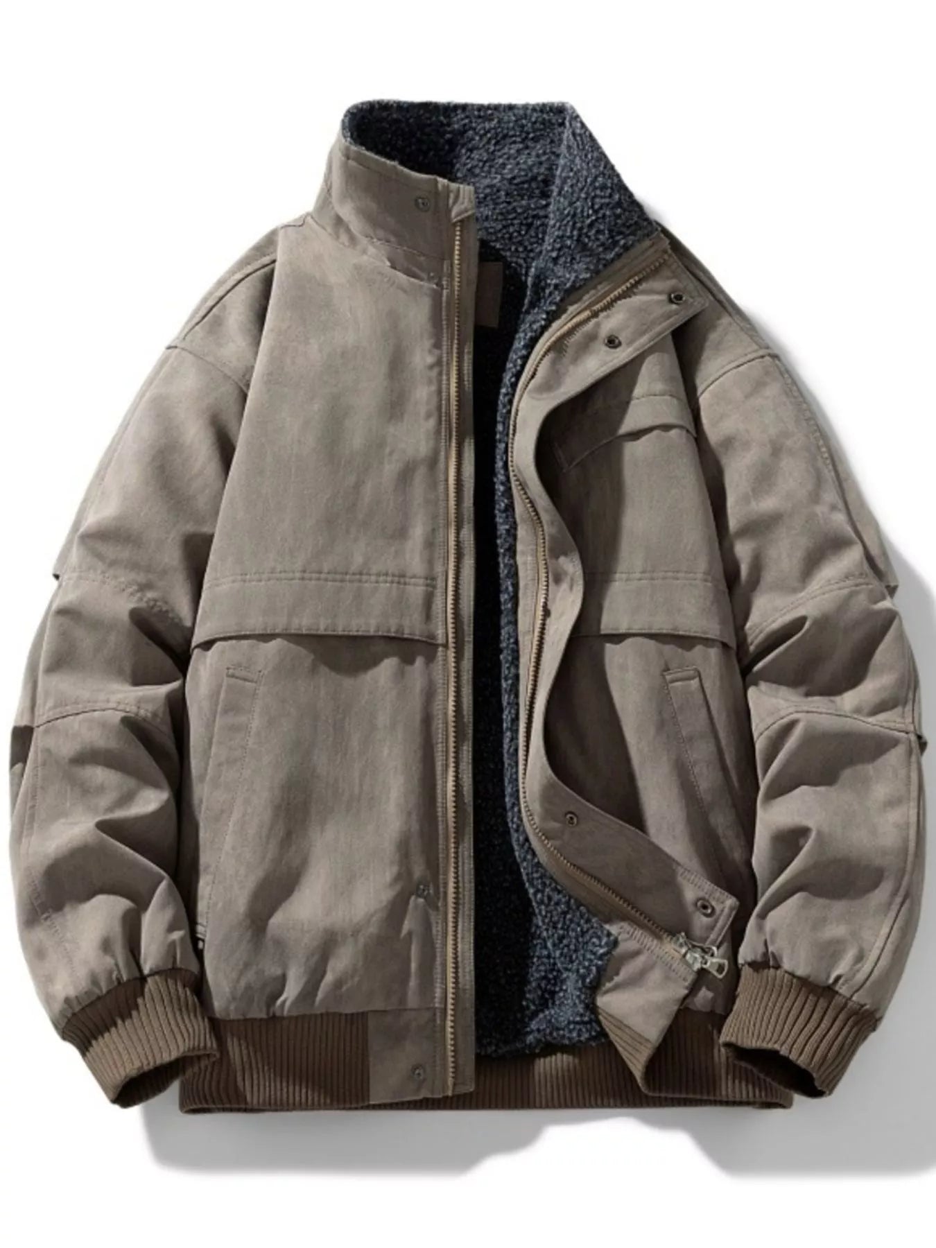 Men's Large Fleece Lined Bomber Coat