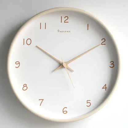 Quiet Wooden Analog Wall Clock Solid Oak - BritishElegance
