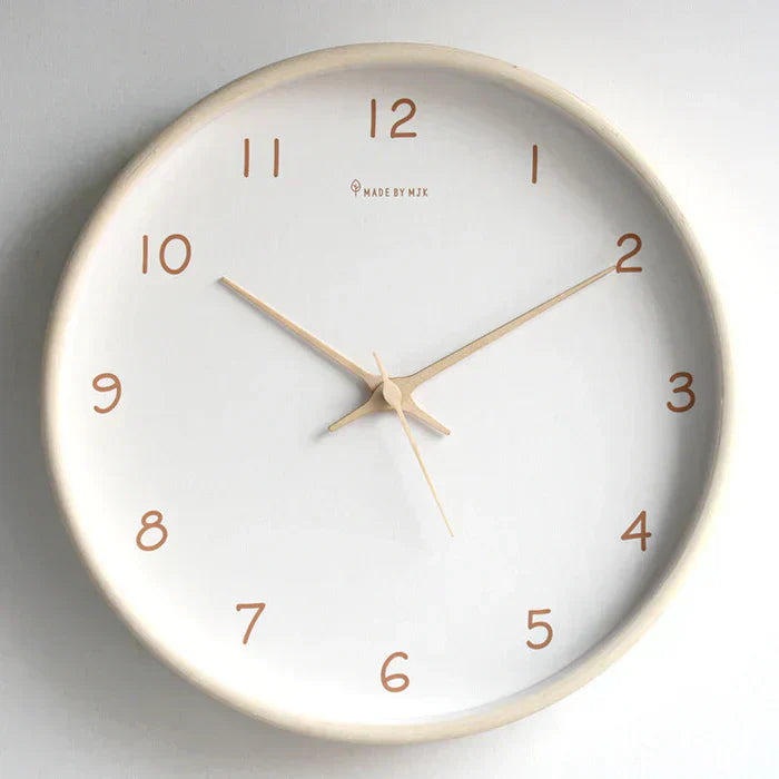 Quiet Wooden Analog Wall Clock Solid Oak