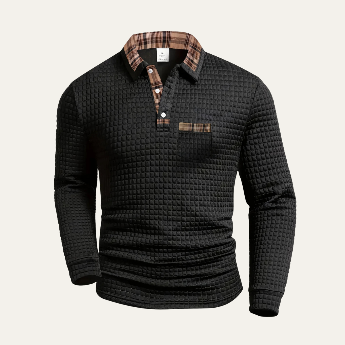 VogeLuxe | Men’s Textured Waffle Knit Polo Shirt