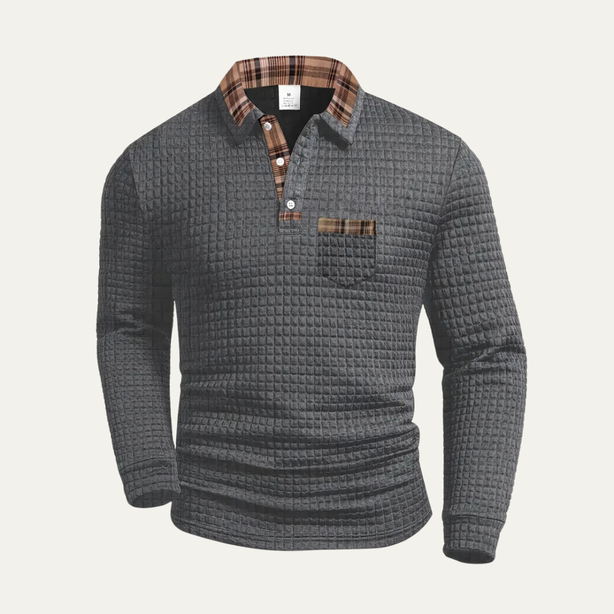 VogeLuxe | Men’s Textured Waffle Knit Polo Shirt
