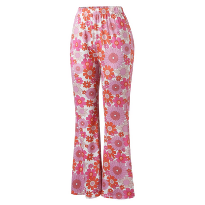 Vintage Style High Waisted Wide Leg Floral Pants