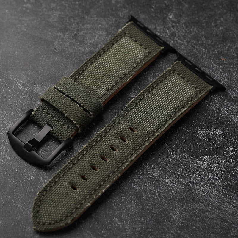 Premium Leather and Canvas Watch Band - VogeLuxe