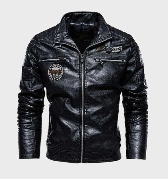 VogeLuxe | Men’s Vintage Distressed Faux Leather Racer Jacket