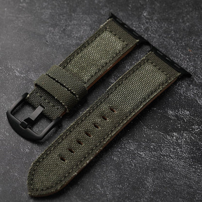 Premium Leather and Canvas Watch Band