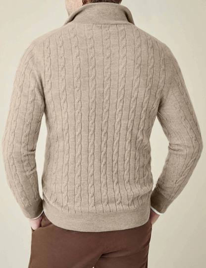 VogeLuxe | Men’s Cable Knit Zipper Sweater