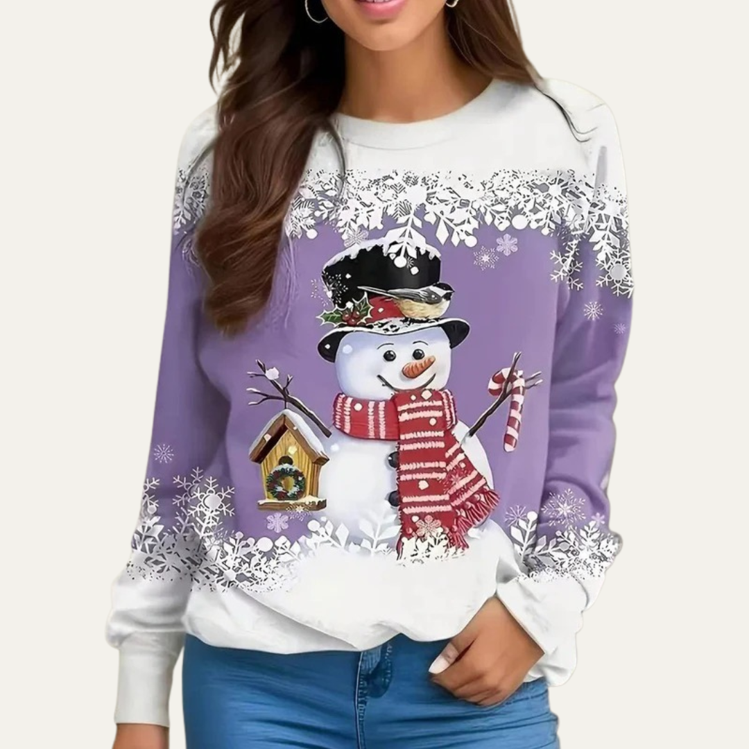 VogeLuxe | Women’s Festive Snowman Crewneck Sweatshirt