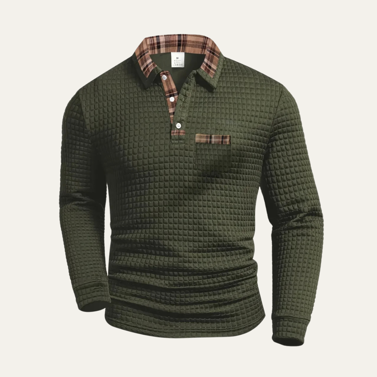 VogeLuxe | Men’s Textured Waffle Knit Polo Shirt