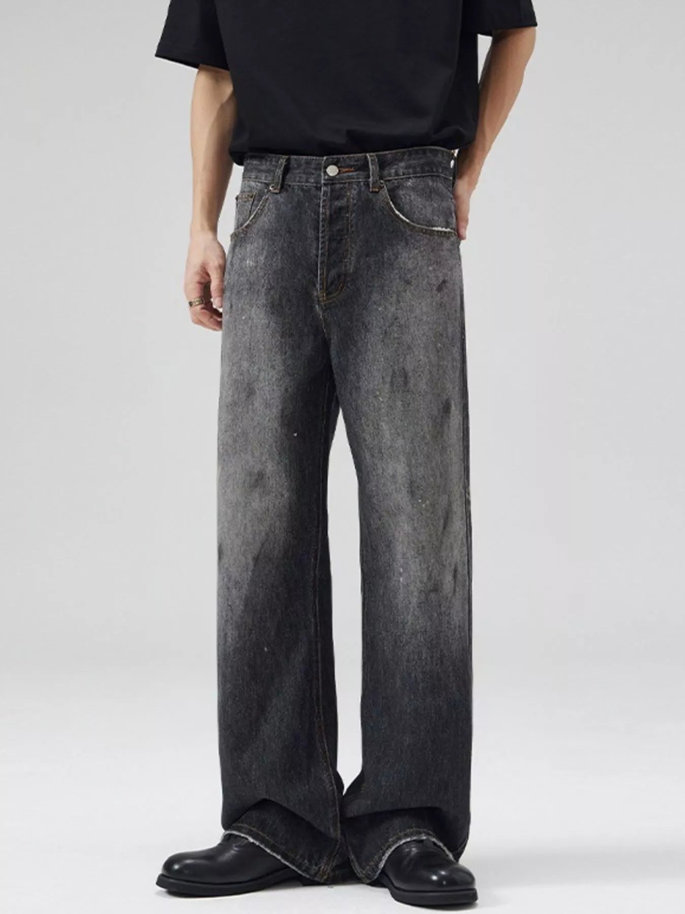 Relaxed Fit Loose Mens Wide Leg Jeans - BritishElegance