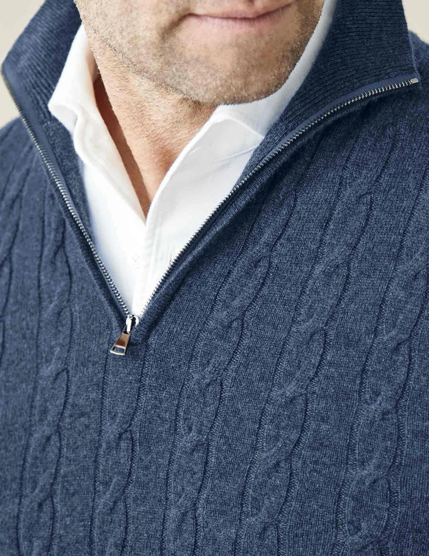 VogeLuxe | Men’s Cable Knit Quarter Zip Slim Fit Sweater