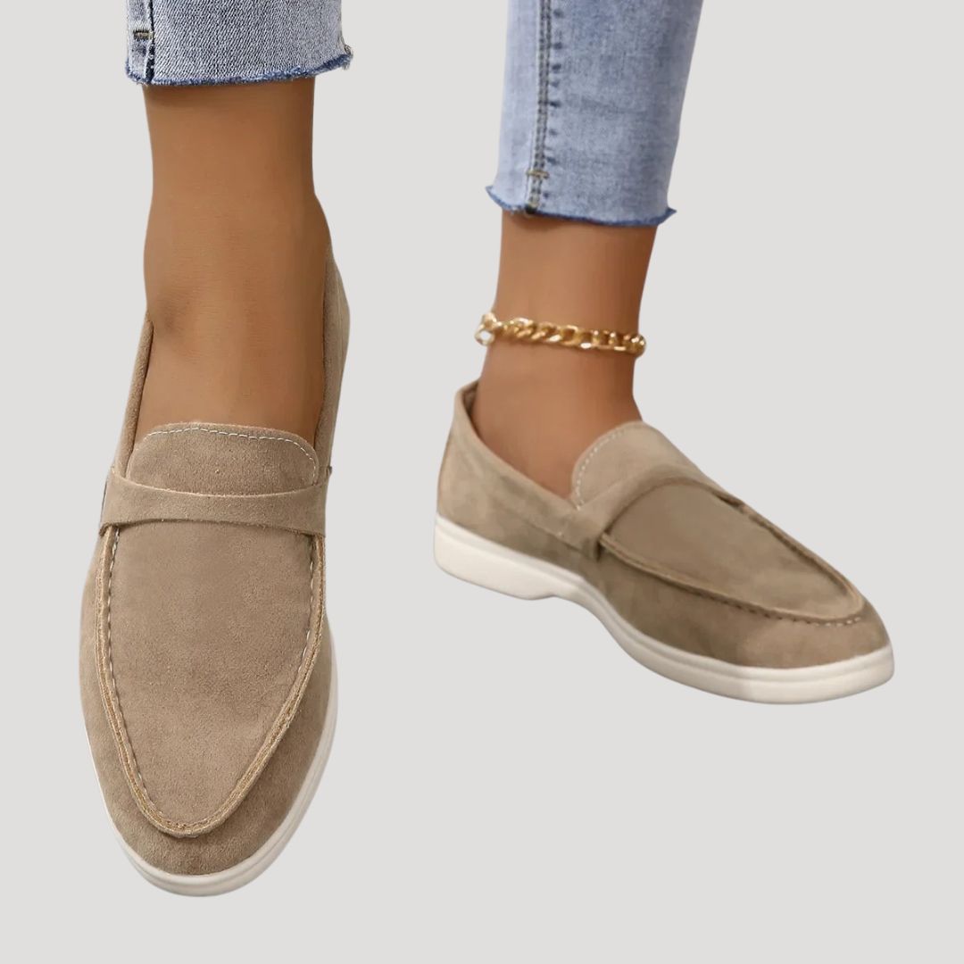 Ladies Soft Leather Slip On Shoes - VogeLuxe
