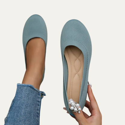 VogeLuxe | Women’s Breathable Knit Ballet Flats with Cushioned Insole