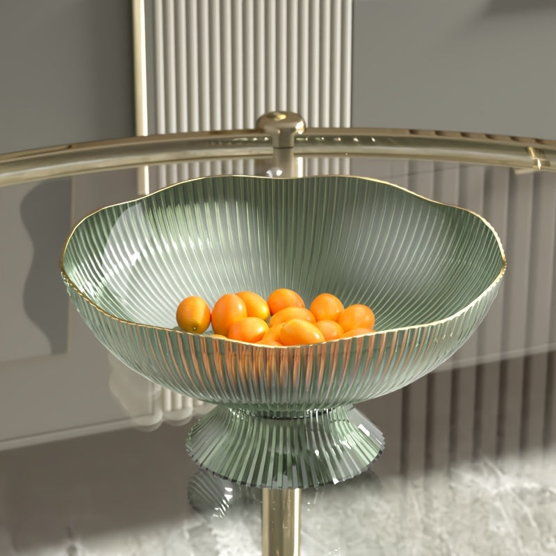 Elegant Glass Fruit Bowl with Golden Edge