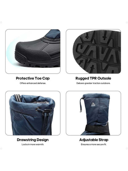 VogeLuxe | Men’s Tall Rugged Winter Snow Boots with Strap and Drawstring