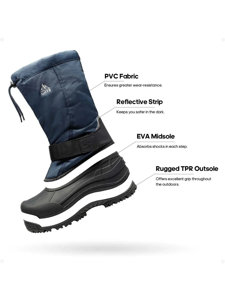 VogeLuxe | Men’s Tall Rugged Winter Snow Boots with Strap and Drawstring