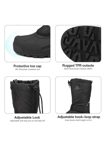 VogeLuxe | Men’s Tall Rugged Winter Snow Boots with Strap and Drawstring