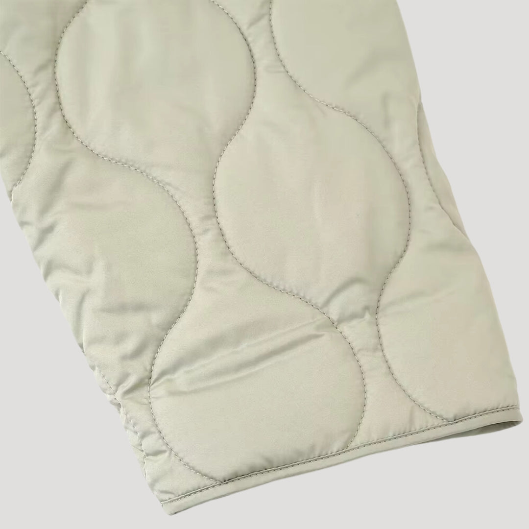 VogeLuxe | Women’s Wave Quilted Collarless Zip Jacket