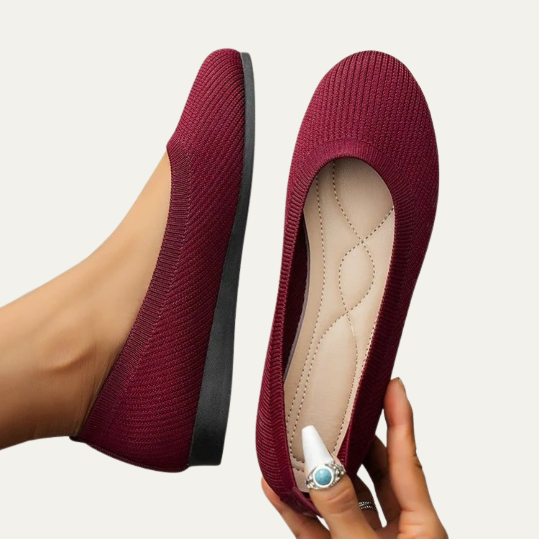 VogeLuxe | Women’s Breathable Knit Ballet Flats with Cushioned Insole