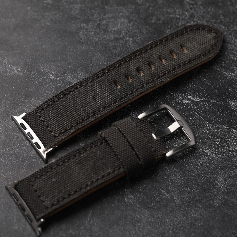 Premium Leather and Canvas Watch Band