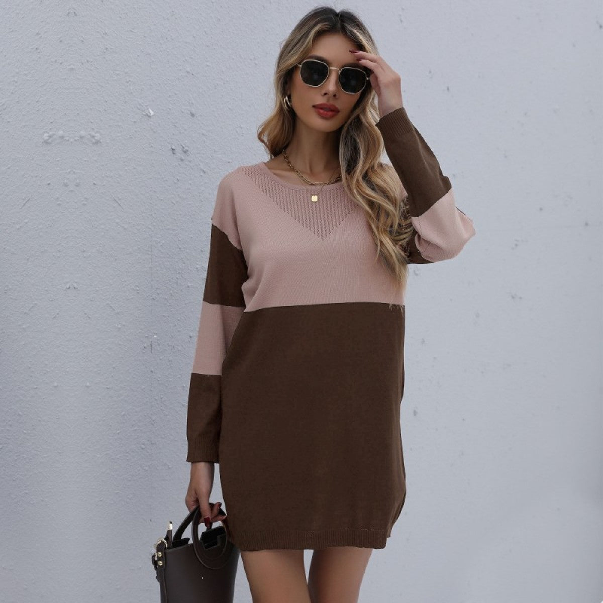 Comfy Casual Long Sleeve Sweater Dress