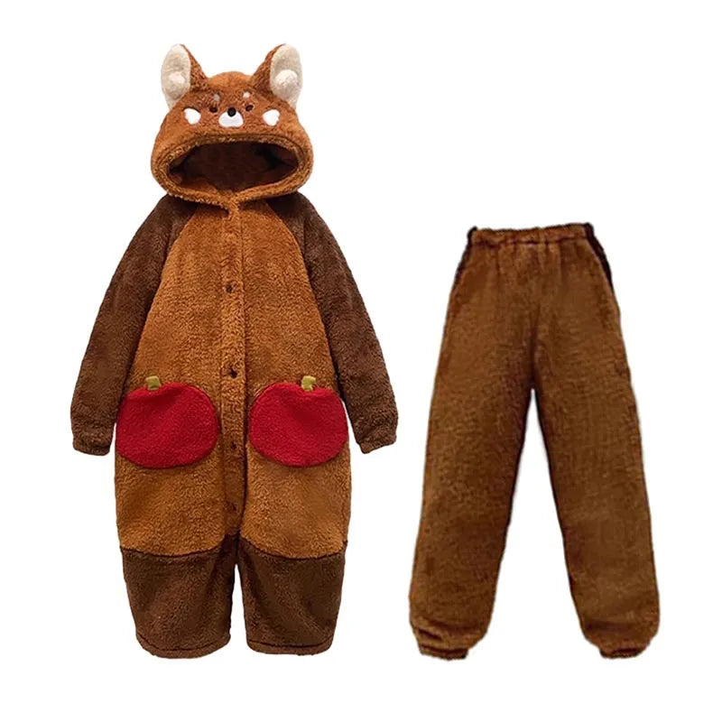 Soft Plush Red Panda Pajamas for Women Sleepwear