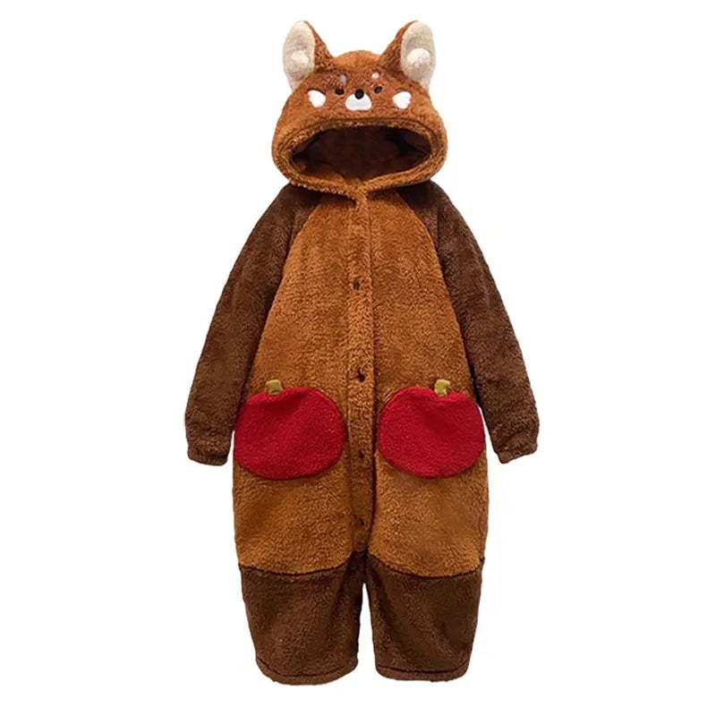 Soft Plush Red Panda Pajamas for Women Sleepwear