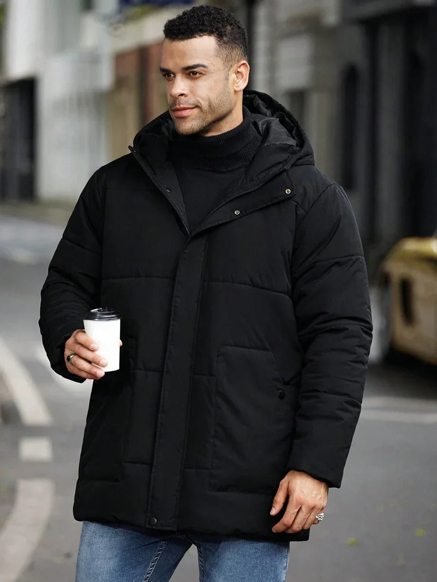 Warm Waterproof Men's Puffer Jacket with Hood - VogeLuxe