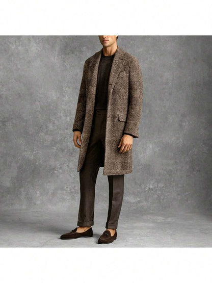 Warm Checked Mens Winter Coat - Tailored Fit Overcoat
