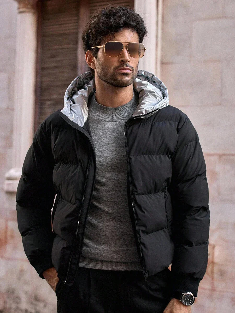Men's Waterproof Insulated Puffer Coat - Warm Lightweight Hooded Jacket - VogeLuxe