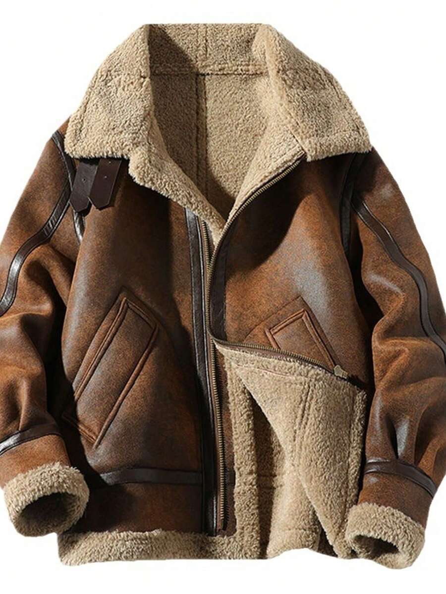 Classic Faux Fur Lined Leather Coat - VogeLuxe