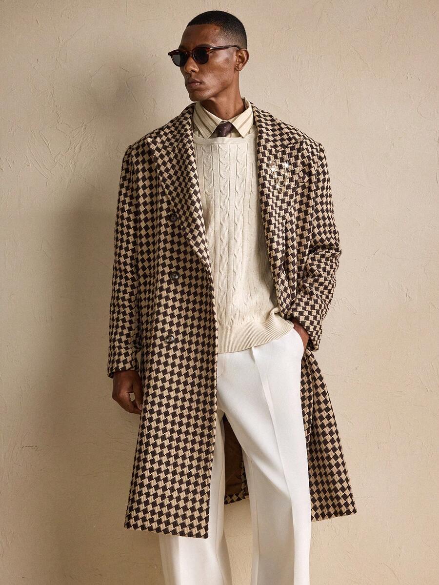 Classic Plaid Wool Coat – Warm Mens Winter Overcoat - VogeLuxe