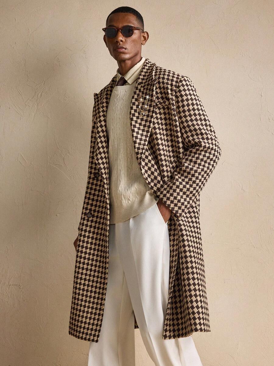 Classic Plaid Wool Coat – Warm Mens Winter Overcoat