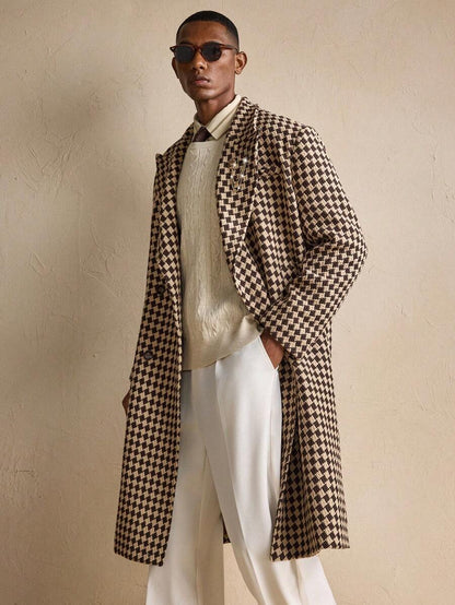 Classic Plaid Wool Coat – Warm Mens Winter Overcoat