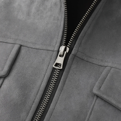 VogeLuxe | Men’s Suede Look Zip Shirt Jacket