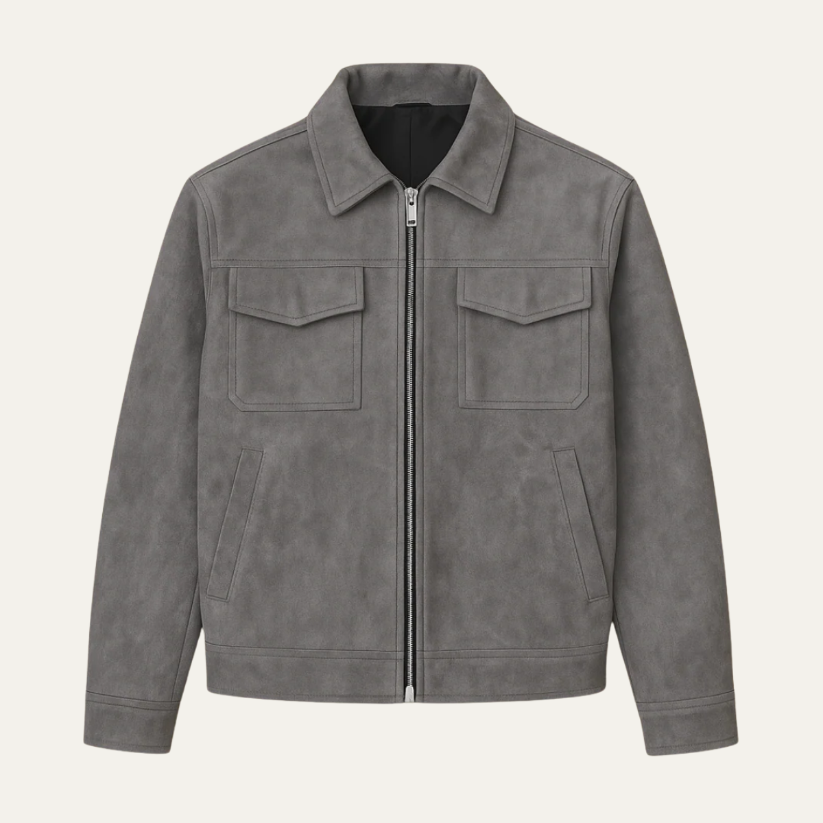 VogeLuxe | Men’s Suede Look Zip Shirt Jacket