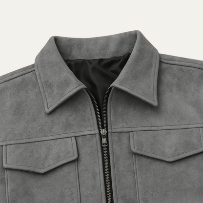 VogeLuxe | Men’s Suede Look Zip Shirt Jacket