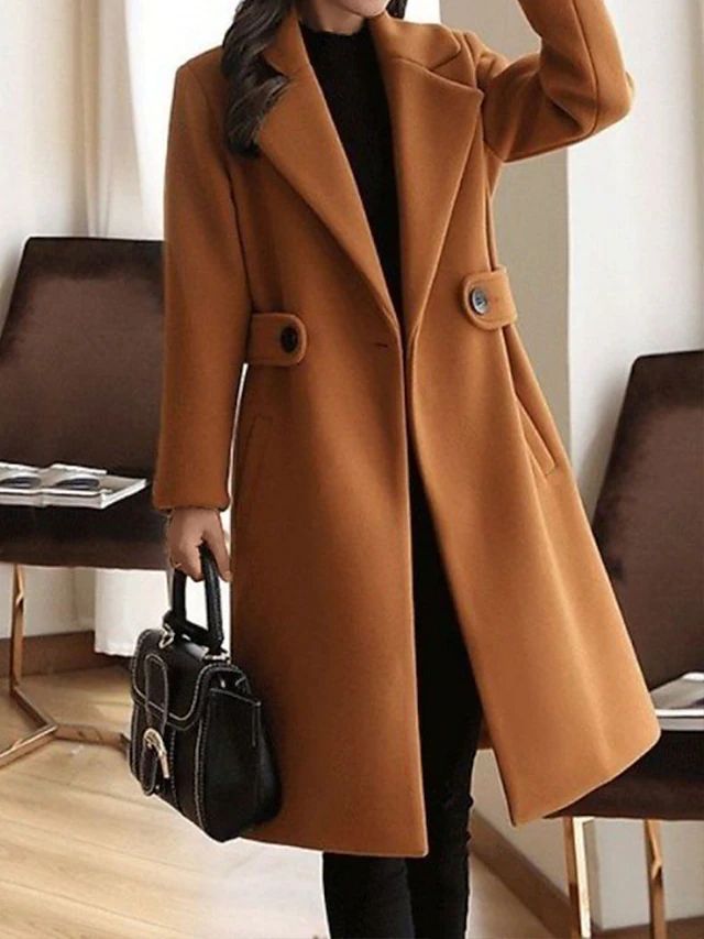Warm Women's Waisted Mid Length Coat
