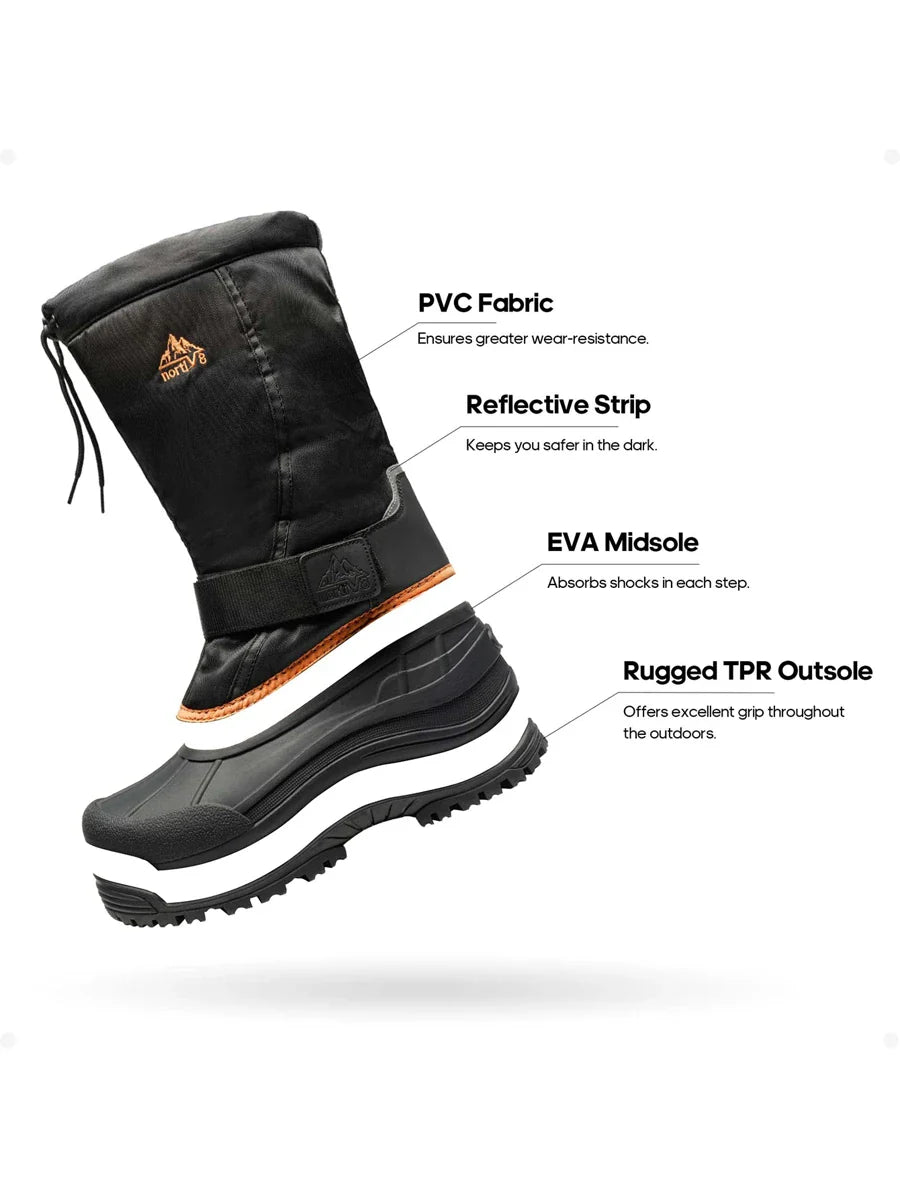VogeLuxe | Men’s Tall Rugged Winter Snow Boots with Strap and Drawstring