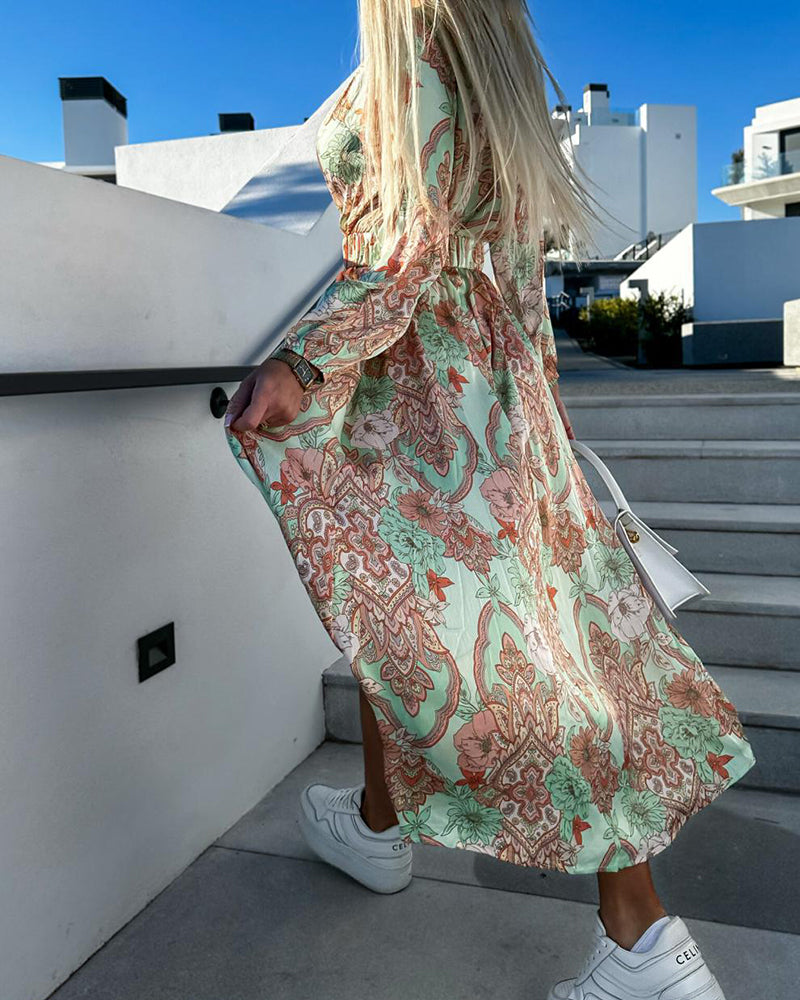 Women's Beautiful Sunny Maxi Dress with V Neck