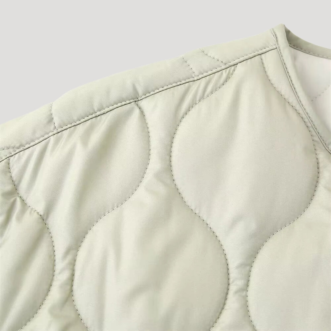 VogeLuxe | Women’s Wave Quilted Collarless Zip Jacket