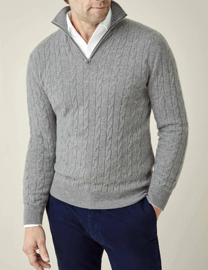VogeLuxe | Men’s Cable Knit Zipper Sweater
