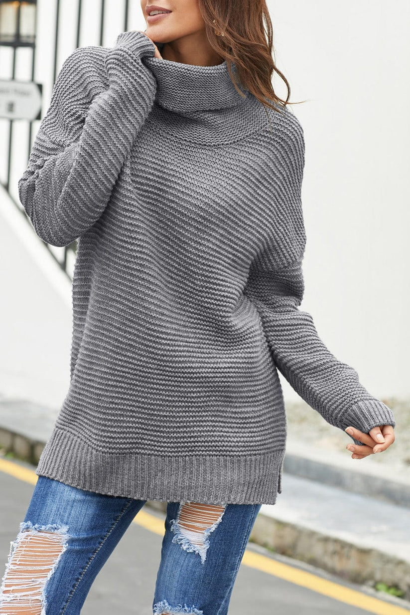 Cozy Women's Oversized Turtleneck Sweater for Cold Weather - VogeLuxe