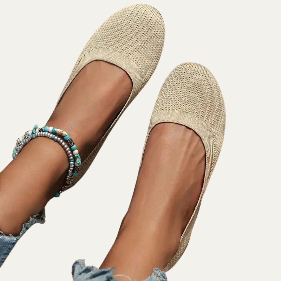 VogeLuxe | Women’s Breathable Knit Ballet Flats with Cushioned Insole