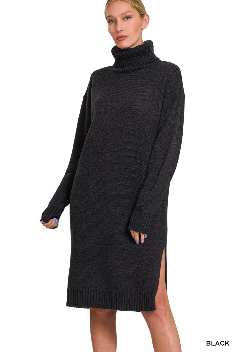 Women's Cozy Crew Neck Knit Midi Dress - VogeLuxe
