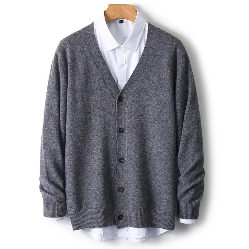 Classic Men's Button Front Crew Sweater