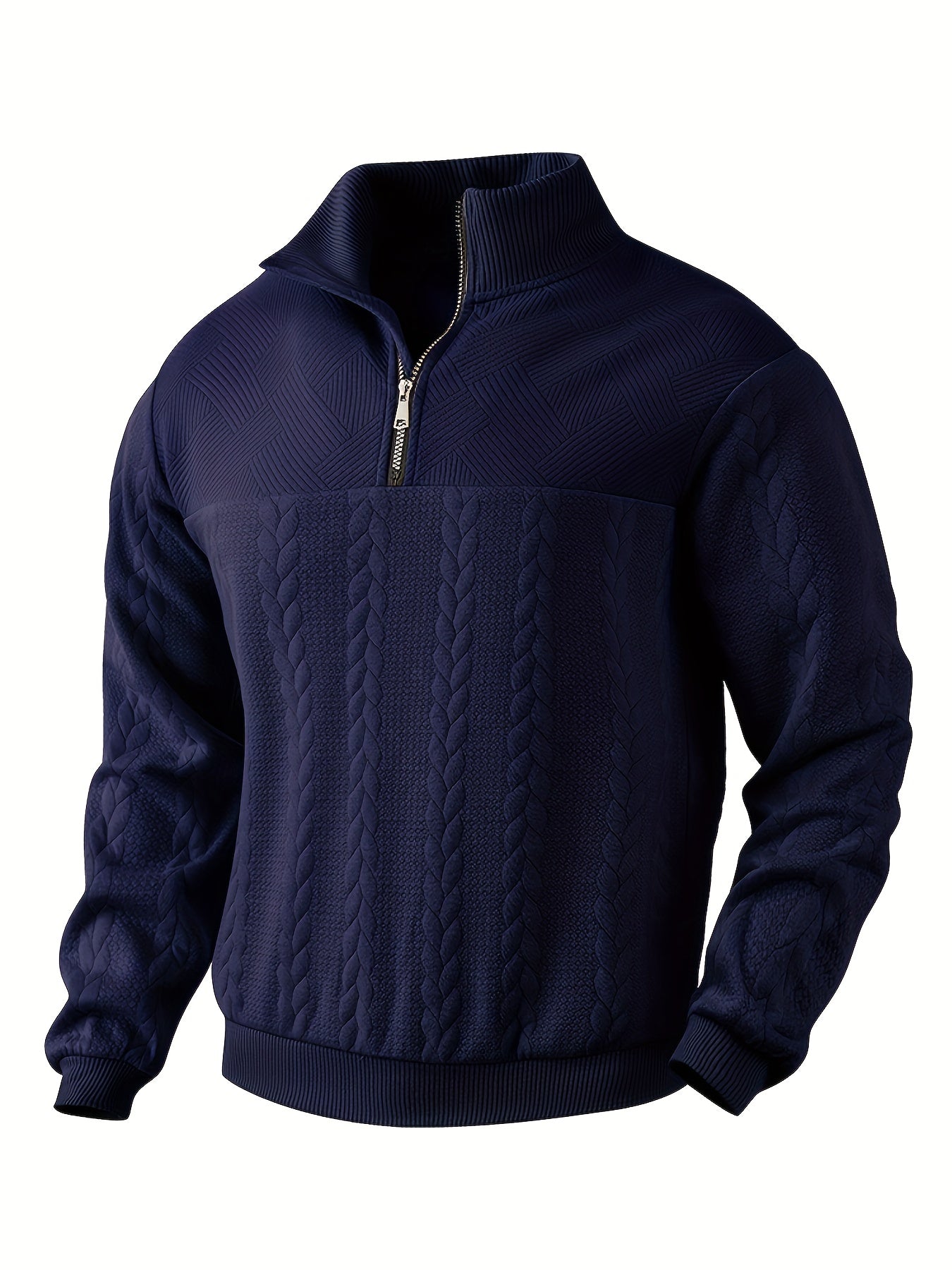 Classic Mens Crew Neck Zip Sweater