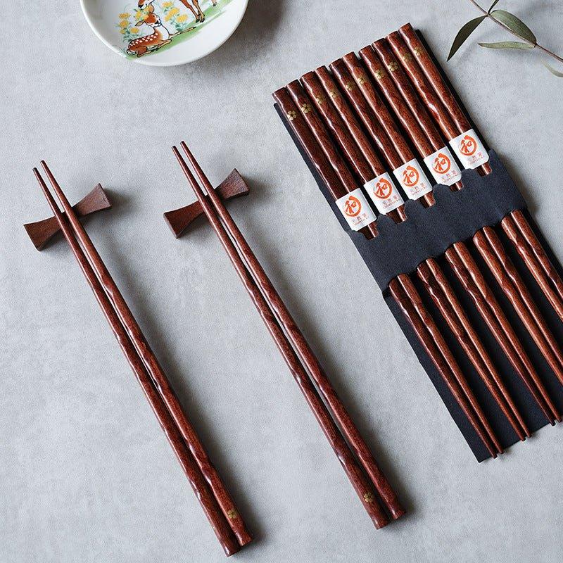 Luxury Wooden Chopsticks Set with Gold Accents - VogeLuxe